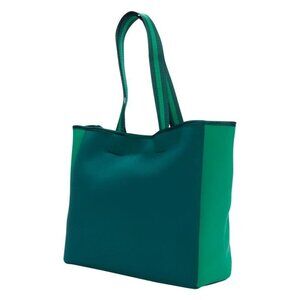 Summersalt Neoprene Beach Tote Blue & Green Striped Straps Lightweight NWT